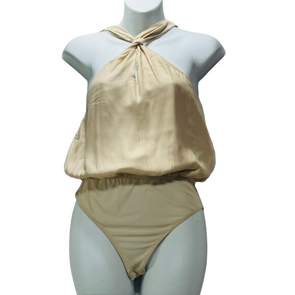 Le Lis Collection Bodysuit Women's Size S Beige Halter Top - Picture 8 of 8